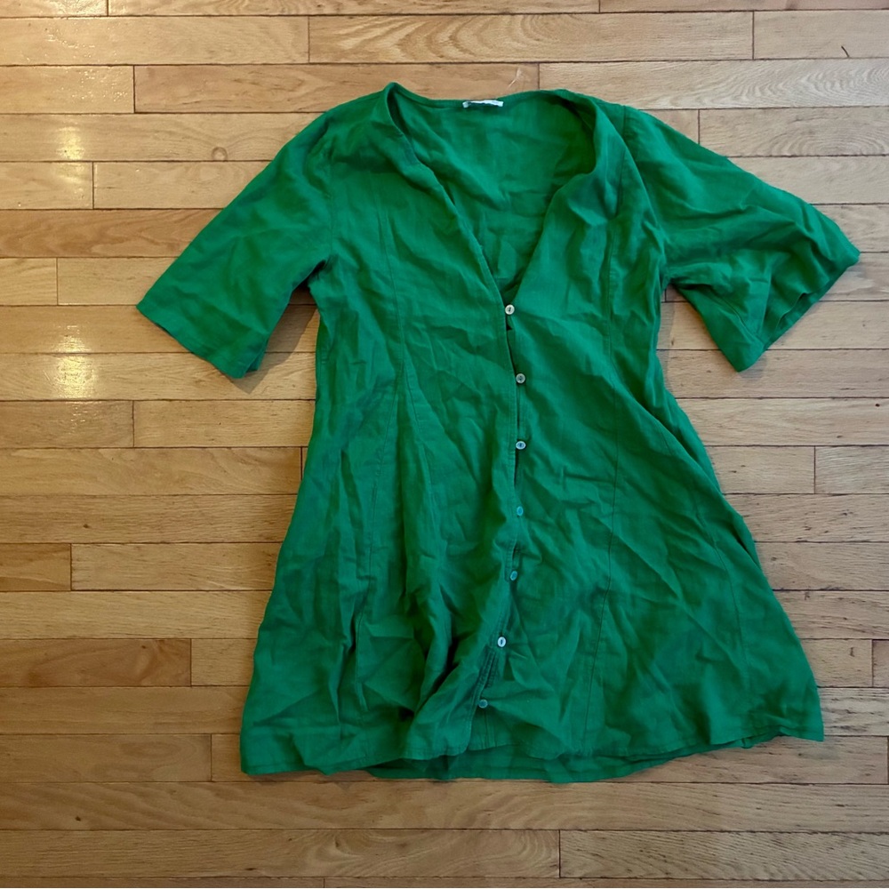 Brand New Women's Linen Button-Down Mini Dress